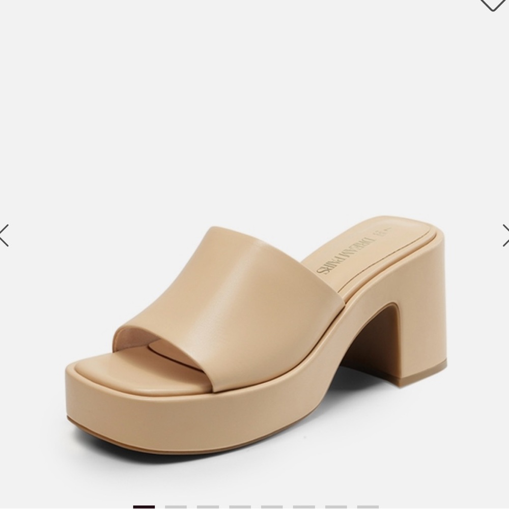Dream Pairs Beige Block Heel Mules